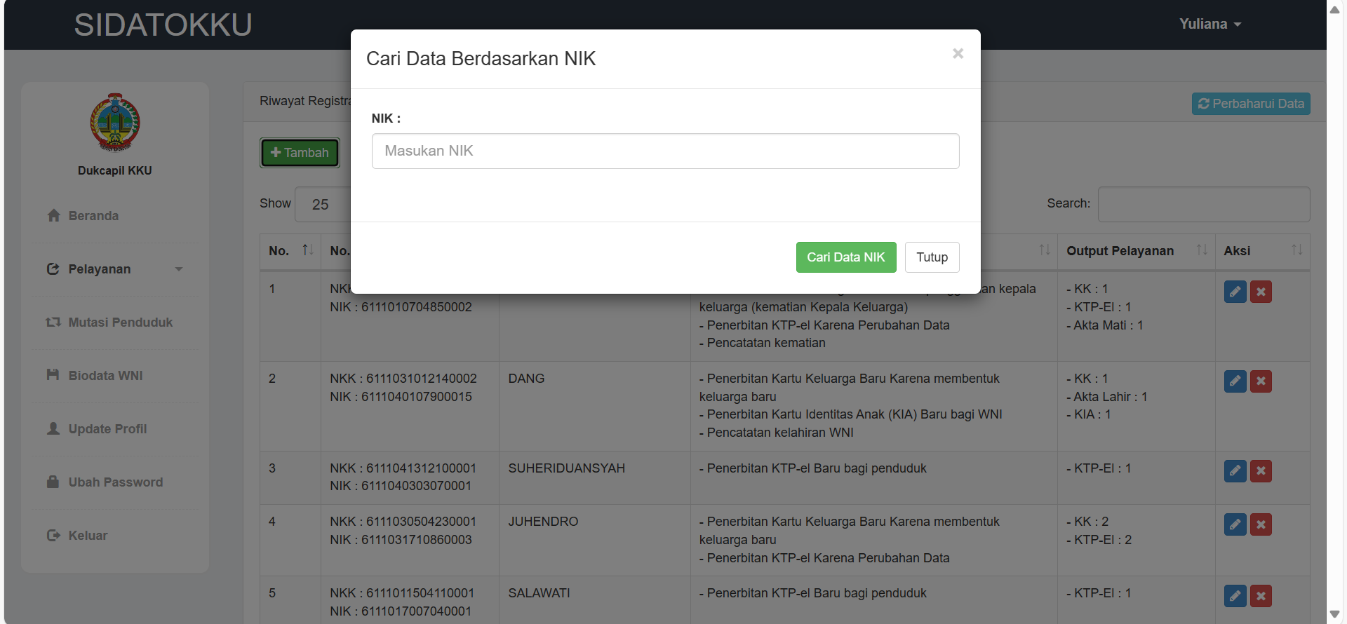 SIDATOKKU versi 2.0 Dinas Dukcapil Kab. Kayong Utara